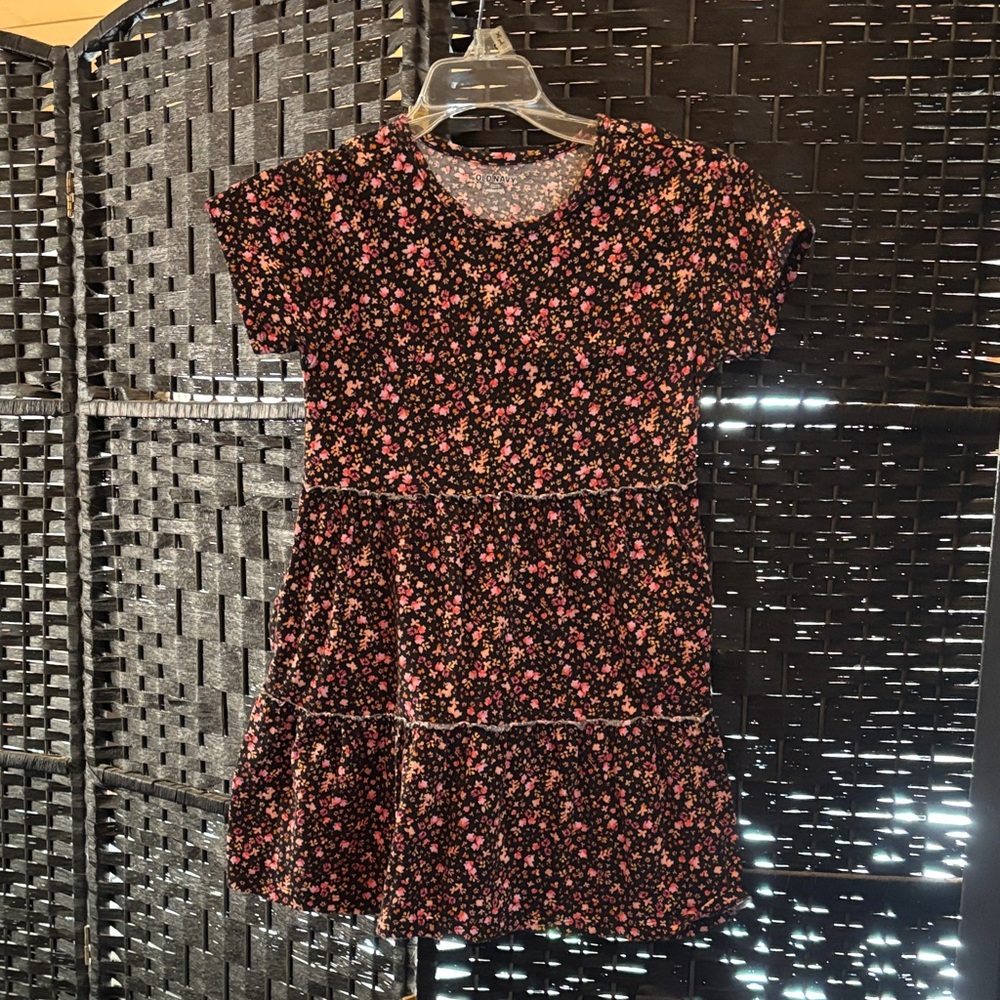 Old Navy Kids Floral Dress - Black and Pink
